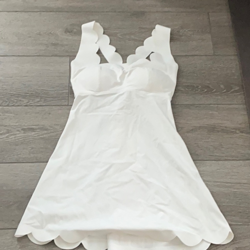 Elegant White Scalloped Dress